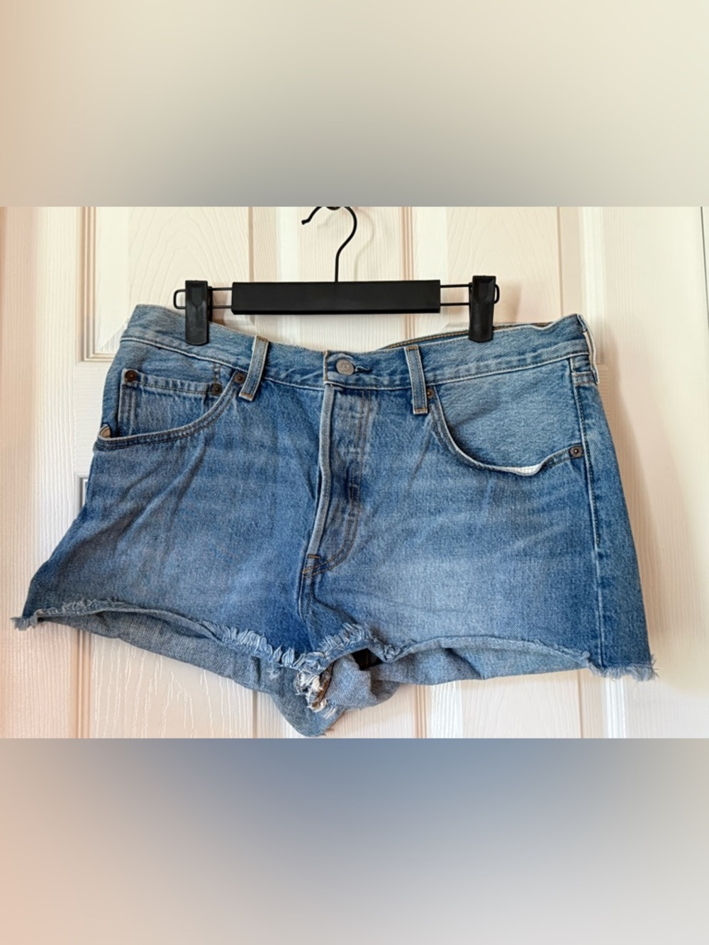 Levi's 501 Blue Denim Cutoff Shorts. 31/2